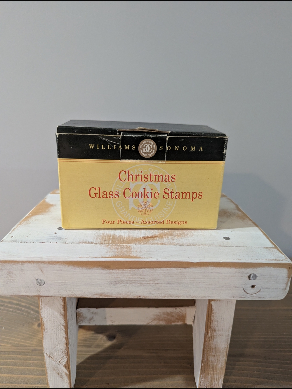 Vintage Williams Sonoma Christmas Glass Cookie Stamps - Never Used, Original Box